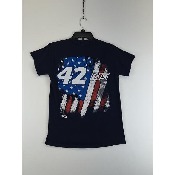NASCAR 42 Shirt Mens Small Navy Blue Racing American Flag Tee T-Shirt Stock Car - Picture 2 of 5